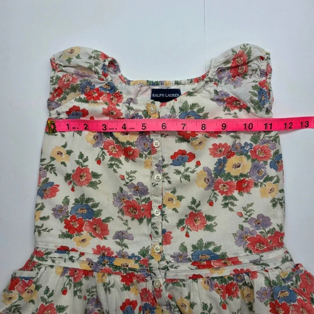 Ralph Lauren Baby Girls Dress 12M Vintage‎ Floral Ruffle Spring Cottagecore